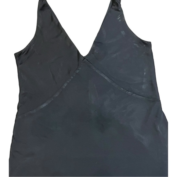 Satin Black Triangle Deep V Neck Slip Cocktail Dress Women’s Size M - Picture 8 of 11